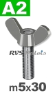 m5x30mm / per stuk - vleugelbout A2