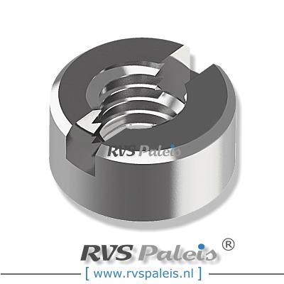 m6 / per stuk - gleufmoer (ronde moer) A4