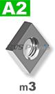 m3 / per stuk - vierkantmoer A2