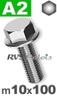 m10x100mm / per stuk - zeskantflensbout A2