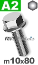 m10x80mm / per stuk - zeskantflensbout A2