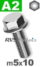 m5x10mm / per stuk - zeskantflensbout A2