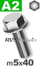 m5x40mm / per stuk - zeskantflensbout A2