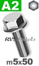m5x50mm / per stuk - zeskantflensbout A2