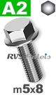 m5x8mm / per stuk - zeskantflensbout A2