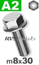 m8x30mm / per stuk - zeskantflensbout A2