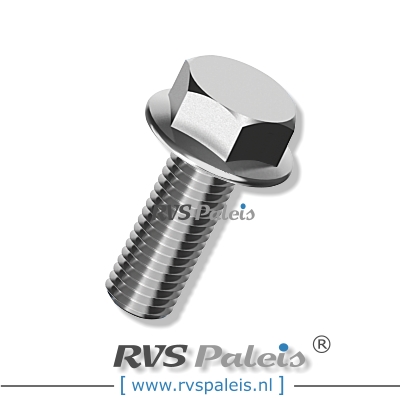 m6x10mm / per stuk - zeskantflensbout A2