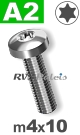 m4x10mm / per stuk - bolcilinder schroef TX A2