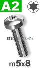 m5x8mm / per stuk - bolcilinder schroef TX A2