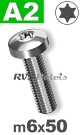 m6x50mm / per stuk - bolcilinder schroef TX A2
