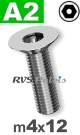 m4x12mm / per stuk - verzonken schroef hex-pin A2