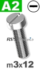m3x12mm / per stuk - cilinder schroef A2