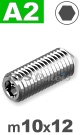 m10x12mm / per stuk - stelschroef (kegelpunt) A2