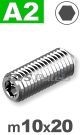 m10x20mm / per stuk - stelschroef (kegelpunt) A2