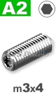 m3x4mm / per stuk - stelschroef (kegelpunt) A2