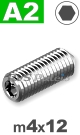 m4x12mm / per stuk - stelschroef (kegelpunt) A2