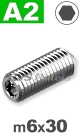 m6x30mm / per stuk - stelschroef (kegelpunt) A2