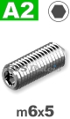 m6x5mm / per stuk - stelschroef (kegelpunt) A2