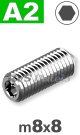 m8x8mm / per stuk - stelschroef (kegelpunt) A2