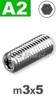 m3x5mm / per stuk - stelschroef (kratereind) A2