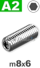 m8x6mm / per stuk - stelschroef (kratereind) A2