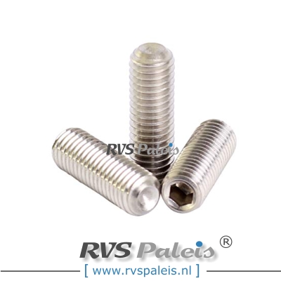 m8x16mm / verp. 200 st. - stelschroef (kratereind) A2