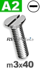 m3x40mm / per stuk - verzonken schroef A2