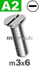 m3x6mm / per stuk - verzonken schroef A2
