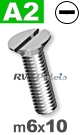 m6x10mm / per stuk - verzonken schroef A2