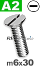 m6x30mm / per stuk - verzonken schroef A2