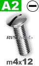 m4x12mm / per stuk - bolverzonken schroef A2