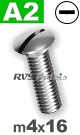 m4x16mm / per stuk - bolverzonken schroef A2