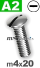 m4x20mm / per stuk - bolverzonken schroef A2