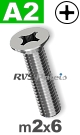 m2x6mm / per stuk - verzonken schroef A2