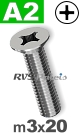 m3x20mm / per stuk - verzonken schroef A2