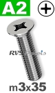 m3x35mm / per stuk - verzonken schroef A2