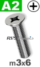 m3x6mm / per stuk - verzonken schroef A2