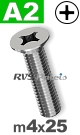m4x25mm / per stuk - verzonken schroef A2