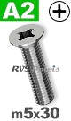 m5x30mm / per stuk - verzonken schroef A2