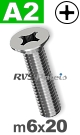 m6x20mm / per stuk - verzonken schroef A2