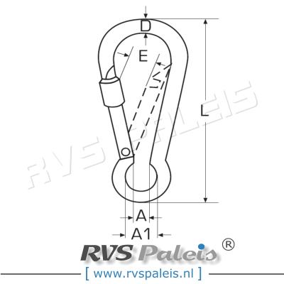 Karabijnhaak zekeringsmoer 8mm / per stuk