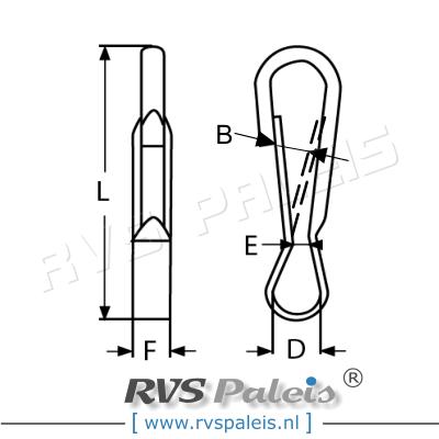 Simplex karabijnhaak L 40mm / per stuk