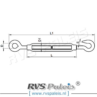 Spanschroef (haak-oog) M8 / per stuk
