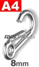 Karabijnhaak met kous 8mm / per stuk