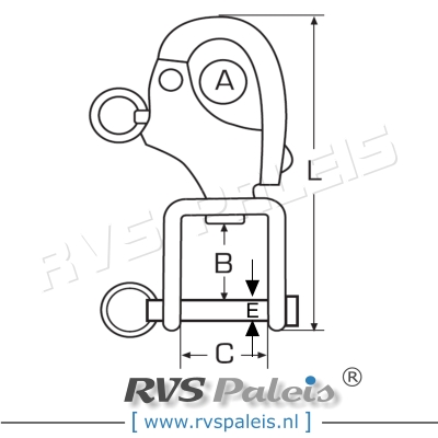 Snapsluiting wartelgaffel L 128mm / per stuk