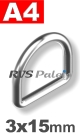 D-ring 3 x 15mm / per stuk