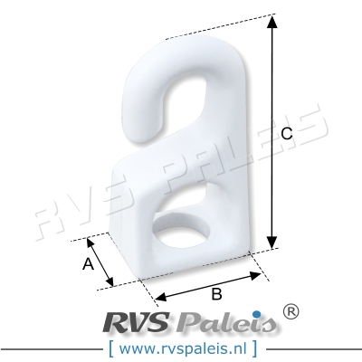 Haak nylon kleur wit - 6mm shockcord