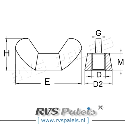 m12 / verp. 50 st. - vleugelmoer A4