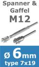 Rvs kabel 7x19(6mm) met spanner en gaffel