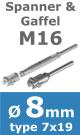 Rvs kabel 7x19(8mm) met spanner en gaffel